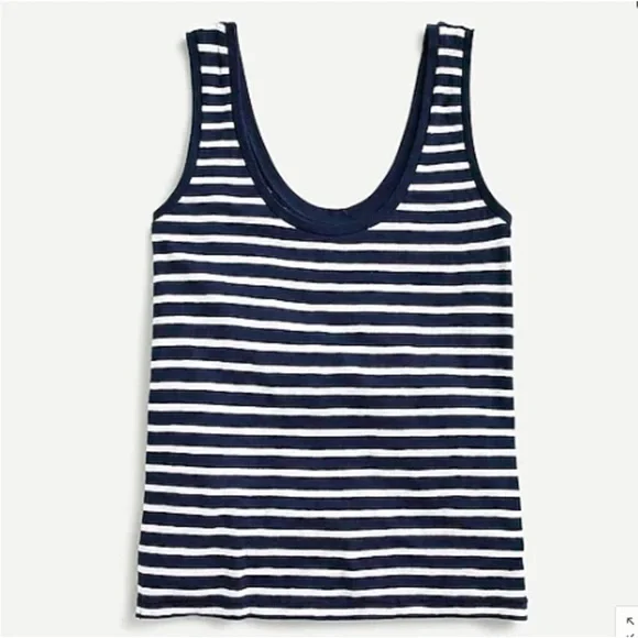 J. Crew Navy and White Striped Tank Top - Picture 1 of 7